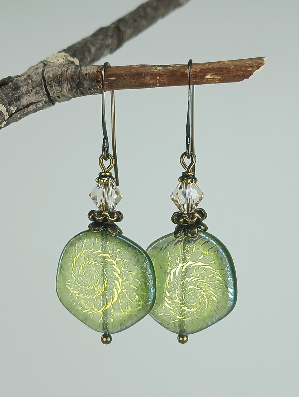 Spiral Fern Earrings Botanical Woodland Nature Jewelry Hand Crafted - Picture 5 of 9
